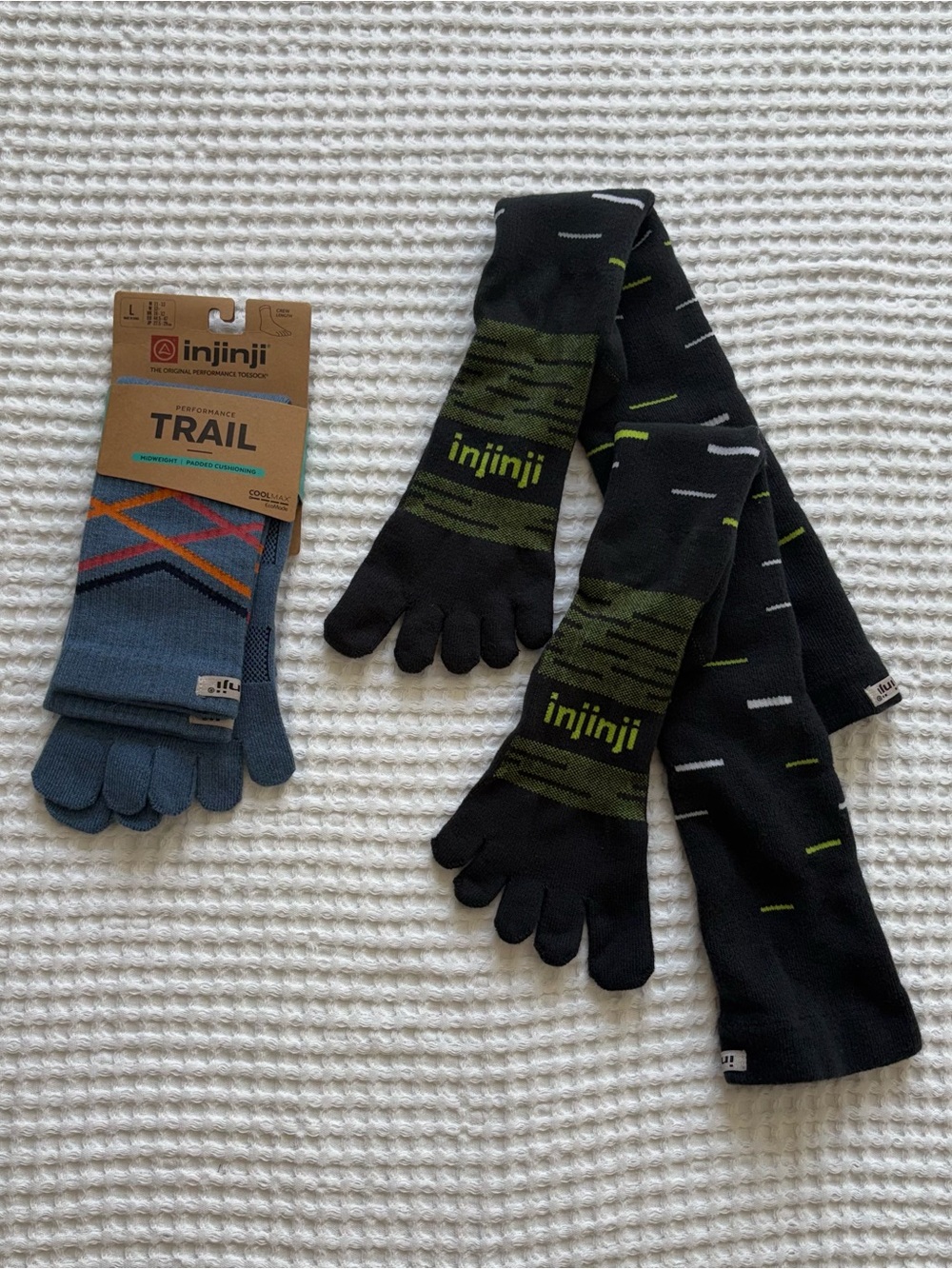 NWT Injinji Trail Midweight Crew + Snow OTC Toesock Bundle Men's L 11-13
